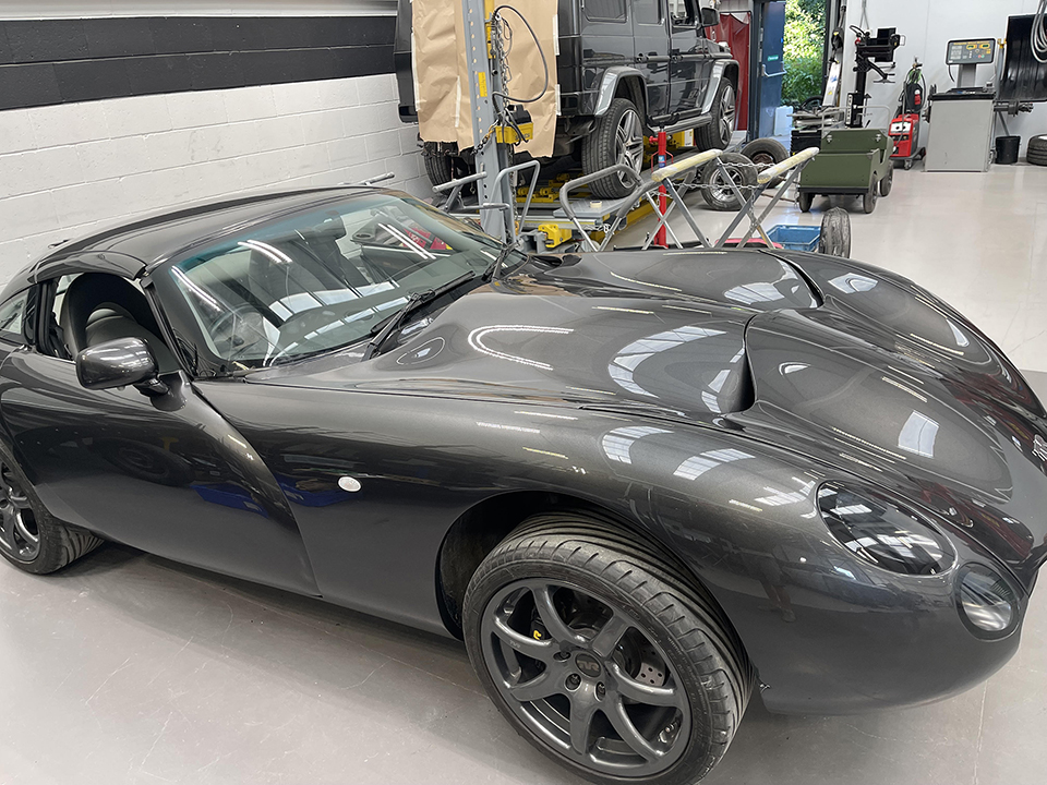 TWR sports car in the Fastlane workshop for a full respray